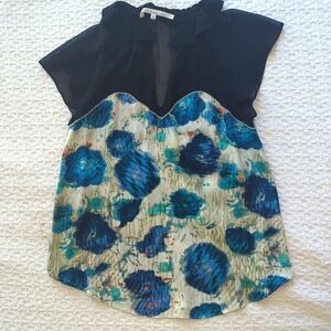 Rachel Roy flower and black sheer top size small
